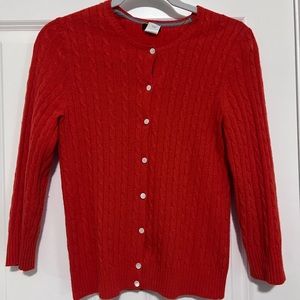 J. Crew cashmere blend cable knit cardigan, orange, size S